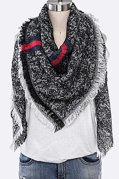 PACK OF 12 STRIPE PRINTED BLANKET SCARF SET