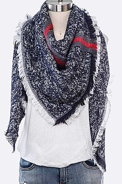 PACK OF 12 STRIPE PRINTED BLANKET SCARF SET