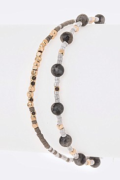 Petite Mix  Beads Drawstring Bracelet