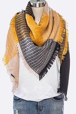 PACK OF 12 FRINGE COLOR PLAID BLANKET SCARF
