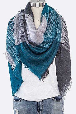 PACK OF 12 FRINGE COLOR PLAID BLANKET SCARF