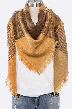 PACK OF 12 FRINGE COLOR PLAID BLANKET SCARF