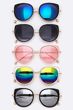 Pack of 12 Oversize Round Cat Eye Sunglasses Set
