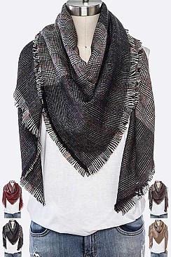 PACK OF 12 FRINGE TOTAL PLAID SQUARE BLANKET SCARF SET