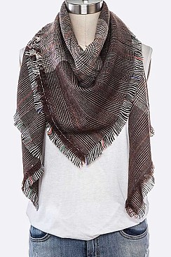 PACK OF 12 FRINGE TOTAL PLAID SQUARE BLANKET SCARF SET