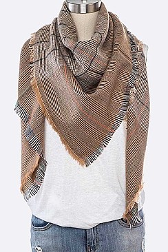 PACK OF 12 FRINGE TOTAL PLAID SQUARE BLANKET SCARF SET