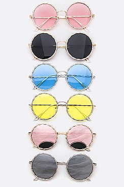 Pack of 12 Mix Lens Round Sunglasses Set