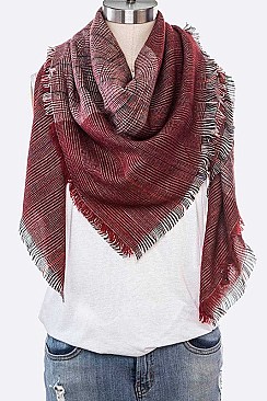 PACK OF 12 FRINGE TOTAL PLAID SQUARE BLANKET SCARF SET