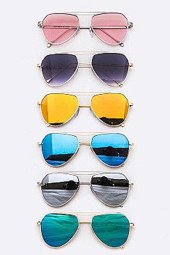 Pack of 12 Aviator Mix Lens Iconic Sunglasses Set