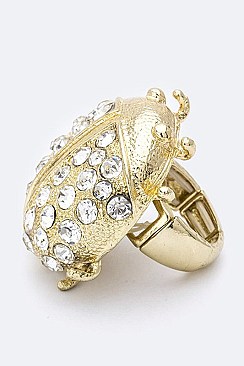 Posh Crystal Lady Bug Stretch Ring LAR3274