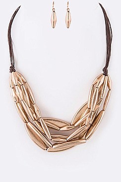 LAYERED METAL SEEDS NECKLACE SET