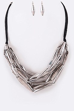 LAYERED METAL SEEDS NECKLACE SET