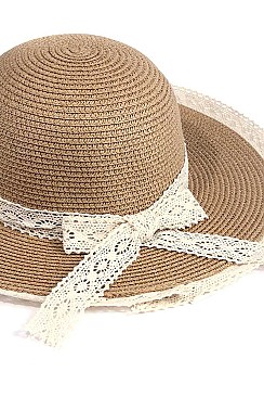 ROUND TOP LACE TRIM HAT