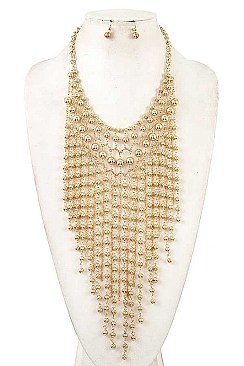NET FRINGE BEADS NECKLACE SET
