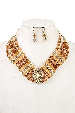 MULTI LAYER GLASS BEADS NECKLACE SET