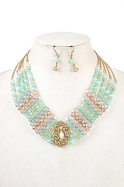 MULTI LAYER GLASS BEADS NECKLACE SET