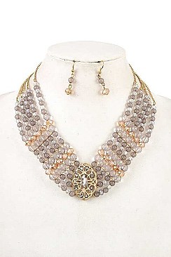 MULTI LAYER GLASS BEADS NECKLACE SET