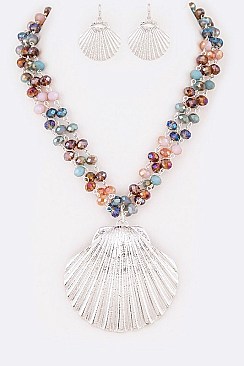 SEA SHELL PENDANT NECKLACE SET