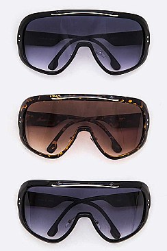 Pack of 12 Shield Inspired Oversize Sunglasses Set