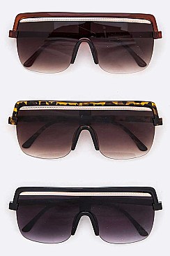 Pack of 12 Gold Trim Brow Bar Square Sunglasses Set