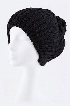 Pack of (12 Pieces) Assorted Solid Color PomPom Knit Fashion Beanie LA-SHT-H5368DD
