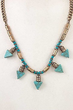 TRIANGULAR GEM BIB NECKLACE SET