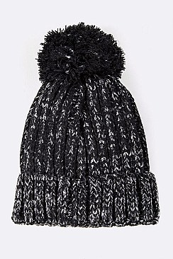 Pack of 12 pieces Trendy Sequins Studded Pom Pom Beanie Set LA-HT2195DD