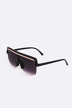 Pack of 12 Gold Trim Brow Bar Square Sunglasses Set