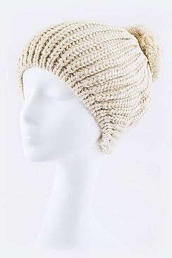 Pack of (12 Pieces) Assorted Solid Color PomPom Knit Fashion Beanie LA-SHT-H5368DD