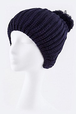 Pack of (12 Pieces) Assorted Solid Color PomPom Knit Fashion Beanie LA-SHT-H5368DD