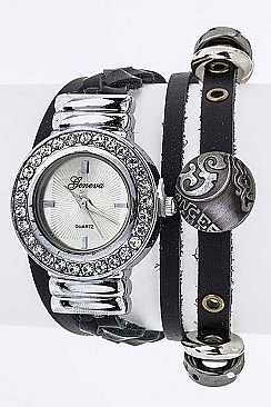 Fashionable Multi Strap Fashion Leather Bracelet Watch LA-1901