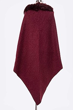 Chic Faux Fur Lapel Poncho