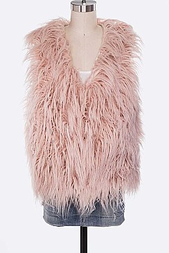 Glam Faux Shearling Shaggy Vest