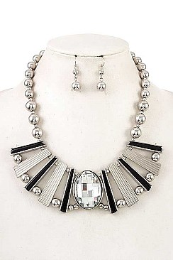 GEM ACCENT FRINGE NECKLACE SET