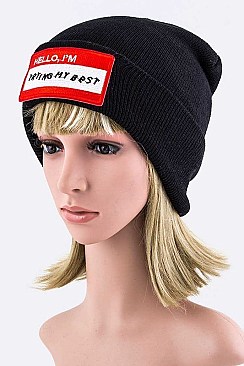 Stylish Name Tag Patch Beanie LA-EMH8583