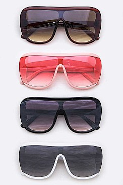 Pack of 12 Oversize Pilot Shield Inspired Sunglasses Set