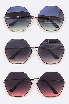 Pack of 12 Oversize Polygon Iconic Sunglasses Set