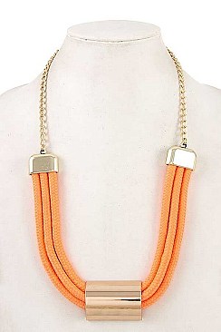 METAL ACCENT TRIPLE ROPE NECKLACE
