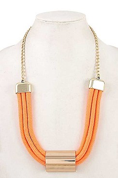 METAL ACCENT TRIPLE ROPE NECKLACE