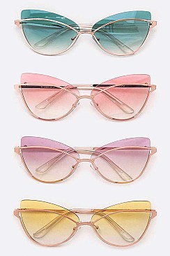 Pack of 12 Iconic light Tint Color Cat Eye Sunglasses Set