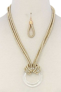 STYLISH RING PENDANT METALLIC THREAD FASHION NECKLACE JY-JSN2190