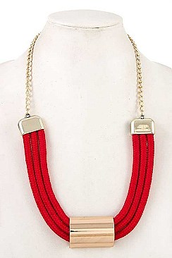 METAL ACCENT TRIPLE ROPE NECKLACE