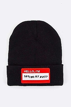 Stylish Name Tag Patch Beanie LA-EMH8583