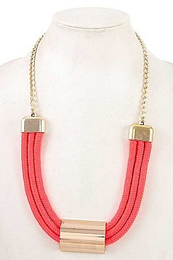 METAL ACCENT TRIPLE ROPE NECKLACE