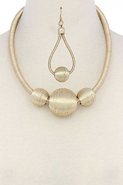 POSH METALLIC THREAD WRAPPED BIG BEADS FASHION NECKLACE JYJSN2221