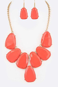 POSH CHUNKY OVAL STATEMENT NECKLACE SET LA-MNE6432