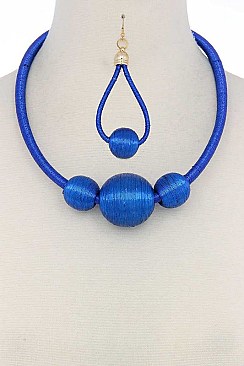 POSH METALLIC THREAD WRAPPED BIG BEADS FASHION NECKLACE JYJSN2221