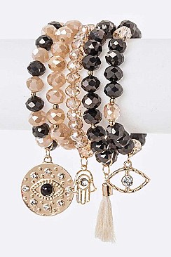 MIX EVIL EYE CHARM STRETCH BRACELET SET