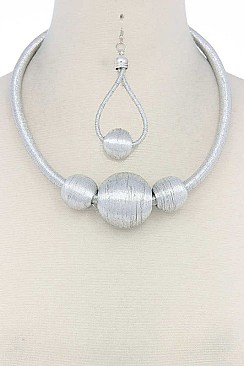 POSH METALLIC THREAD WRAPPED BIG BEADS FASHION NECKLACE JYJSN2221