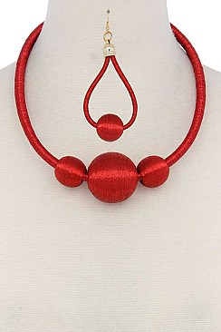 POSH METALLIC THREAD WRAPPED BIG BEADS FASHION NECKLACE JYJSN2221